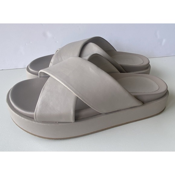 Shu Shop Lourdes Platform Crossover Slide Sandals Taupe Grey Women's 7.5 - Picture 2 of 5